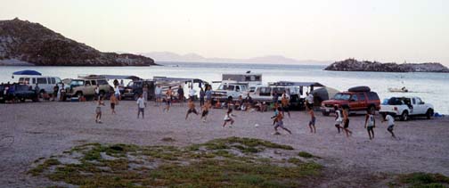 Soccer game at Bahia de los Animas, south of Bahia de los Angeles, Baja California, Mexico.