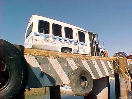Tony Reyes van on dock at San Felipe, Baja California, Mexico.