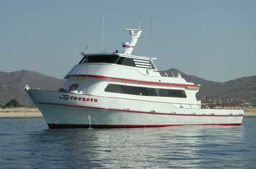 Photo of boat Breezers, before departing on Baja species fishing trip.