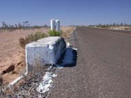 Photo of concrete block on Mex 1, Baja California, Mexico.