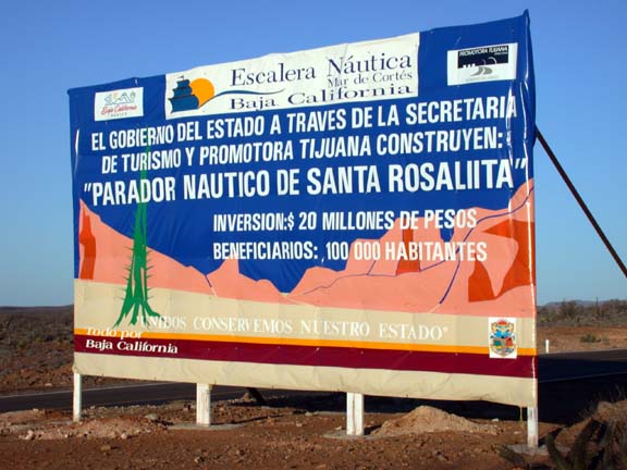 Photo of Santa Rosalillita road sign for Escalera Nautica, Baja California, Mexico.