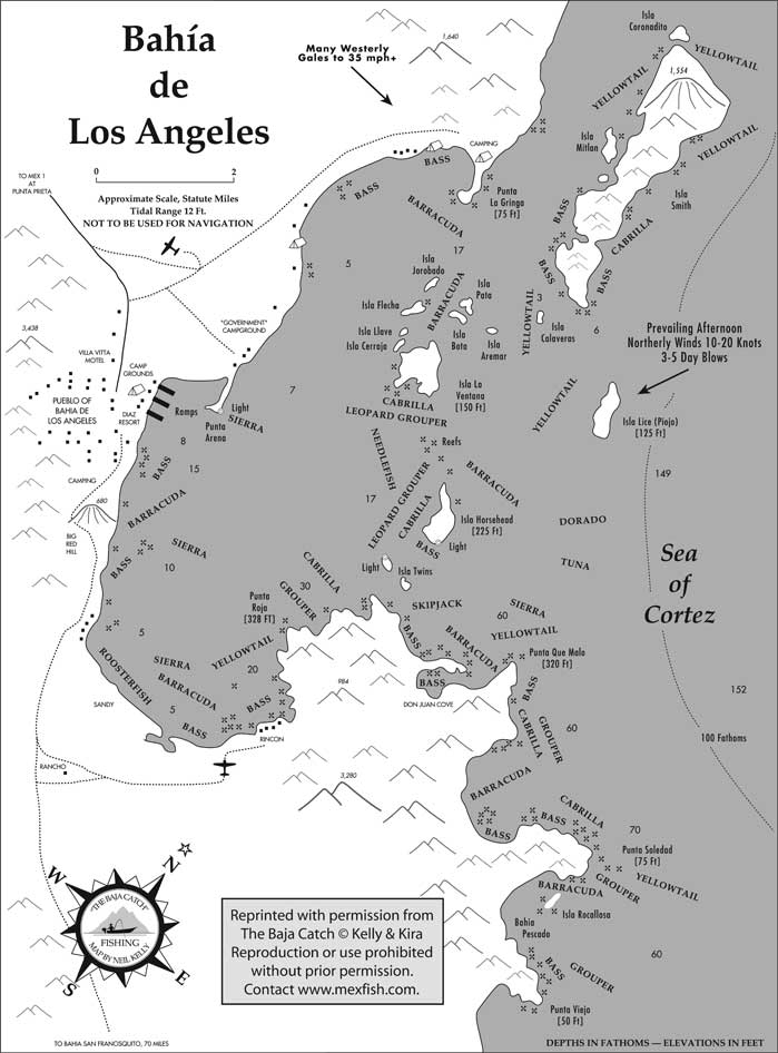 Bahia de los Angeles Fishing Map