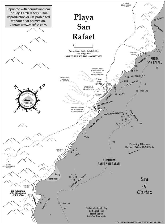 Playa San Rafael Fishing Map