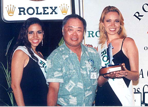 Photo of Jerry Yahiro, who took top honors for Biggest Wahoo in the Rolex/IGFA 2002 Offshore Championship Tournament at Cabo San Lucas, Baja California Sur, Mexico.