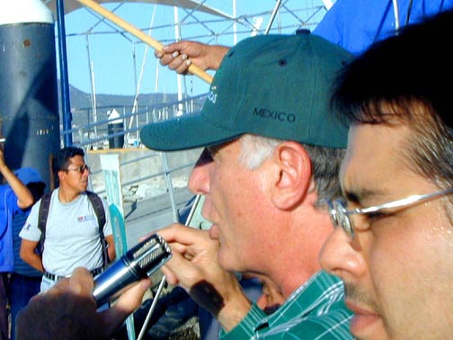 Photo of Jorge Gonzales during protest rally at Cabo San Lucas, Mexico.