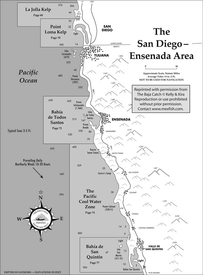 Ensenada Area Fishing Map