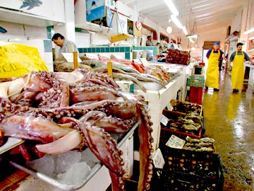 Photo, Ensenada, Mexico, downtown fish market.