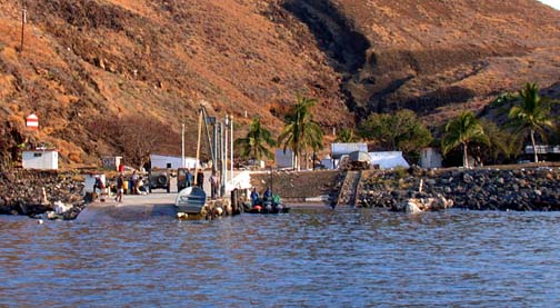 Photo of boat landing at Isla Socorro, Mexico.