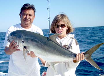 Jack crevalle caught during fishing at Rancho Leonero, East Cape, Mexico.
