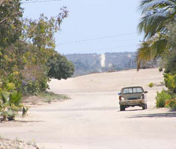 Remote dirt road at Magdalena Bay, Mexico.