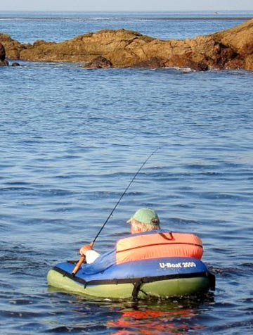 Float tube fishing at Bahia Asuncion