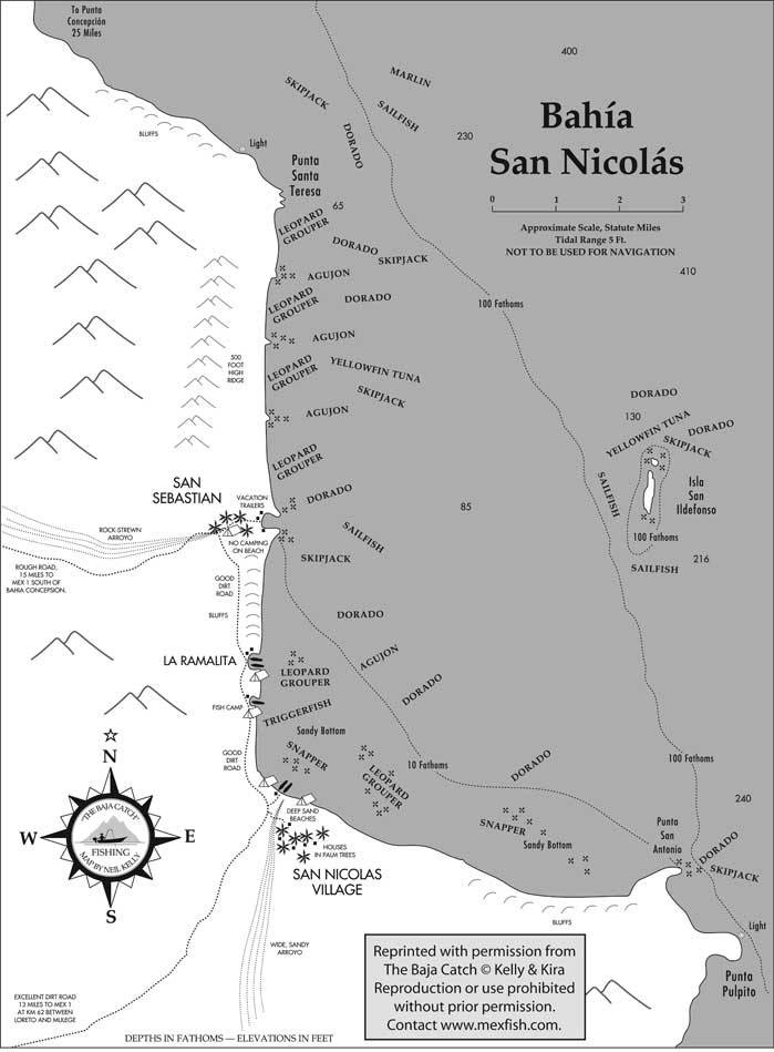Bahia San Nicolas Fishing Map
