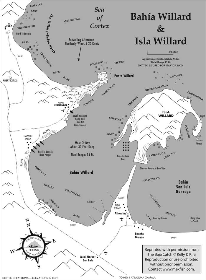Bahia Willard Fishing Map