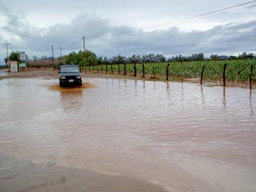 Road flooding at San Quintin, Mexico