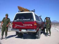 Photo of army checkpoint, Baja California, Mexico.