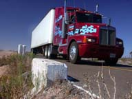 Photo of truck on Mex 1, Baja California, Mexico.
