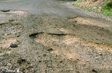 Photo of pothole on Mex 1, Baja California, Mexico.