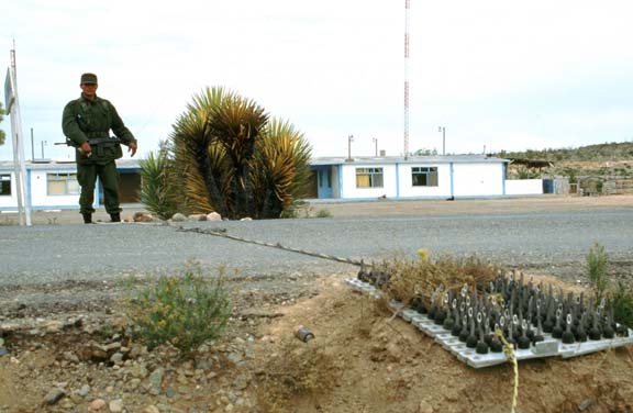 Photo of spike strip, Mex 1, Baja, Mexico.